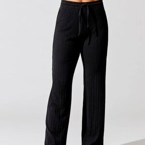 Leset Pointelle Drawstring Wide Leg Pants EUC Size S Color Black